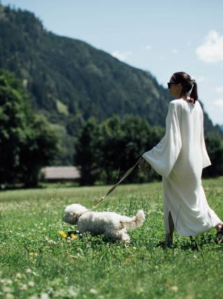 Vacation with a dog symbolic picture