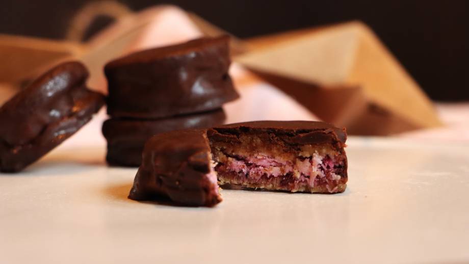 chocolate-coconut-raspberry cookie symbolic picture