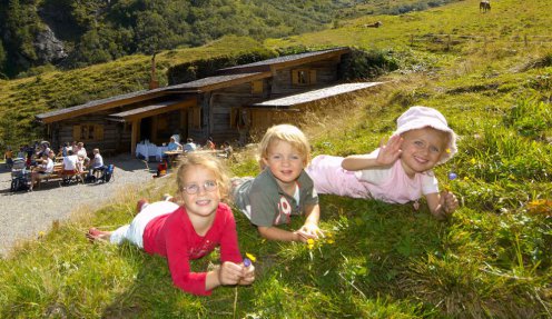 Kinder auf einer Bergwiese